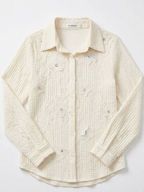 🔸️NWT Trendmates Ivory Crinkle Floral Adjustable Long Sleeve Top Large